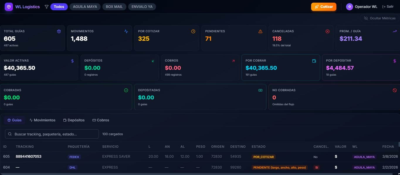 Proyecto WL Logistics - Desarrollado por Estiven Carvajal